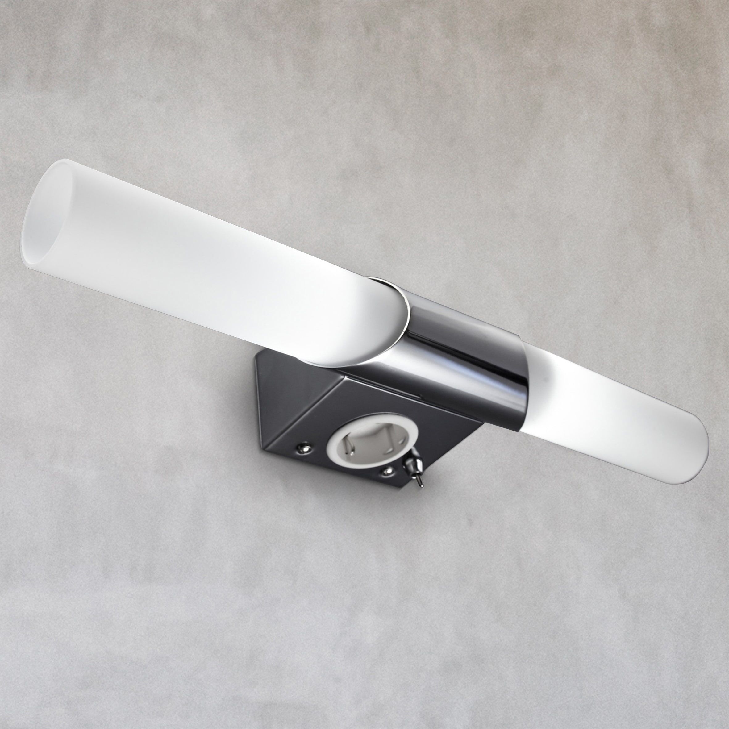 B.K.LICHT Spiegelleuchte "Mithra", weiß, 2, H: 6cm, Leuchten, LED, Wandlampe, Badezimmer, Metall, Glas, E14, mit Steckdose, Spiegelleuchte