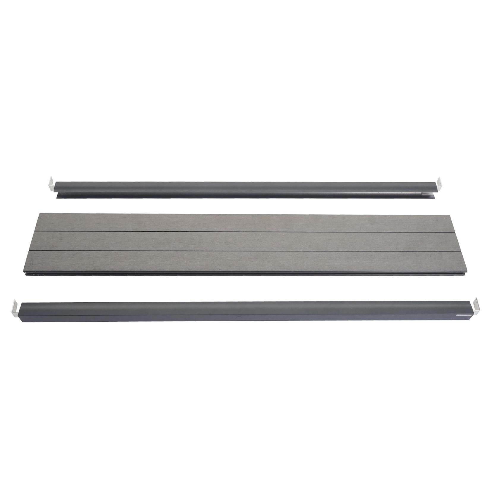 Abschluss-Set für WPC-Sichtschutz Savoie, Abschlussprofil Windschutz, WPC-Pfosten ~ 90cm, grau