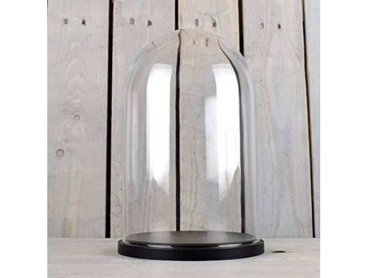 EMH Mittelgroße Glasglocke mit schwarzem Sockel, Höhe 37 x 21 cm