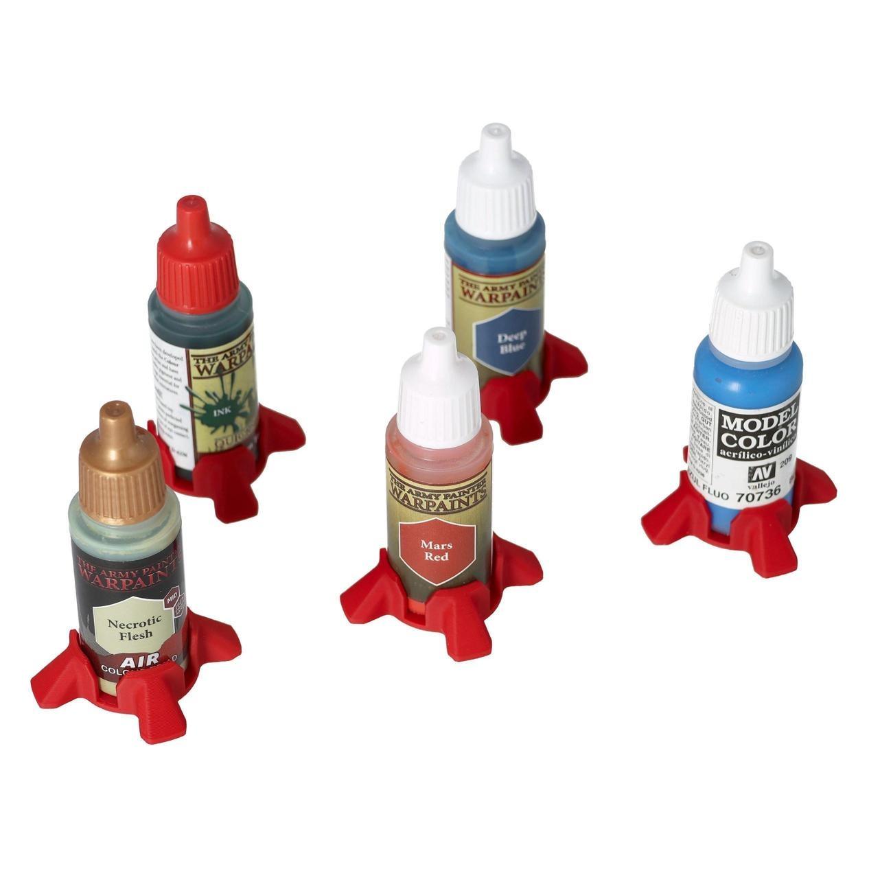 Feldherr 5er Set Farbfläschchen-Ständer 25mm Kirschrot für Modellbaufarben (Kunststoff) (433049)