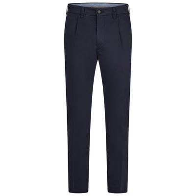 Chinohose BRÜHL "Barry", Herren, Gr. 50, EURO-Größen, blau, 98% Baumwolle, 2% Elasthan, unifarben, lang, Hosen Chinohose, mit Bundfalten