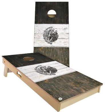 Skip's Garage Mexico Flag Rustic Outdoor Cornhole Board Set