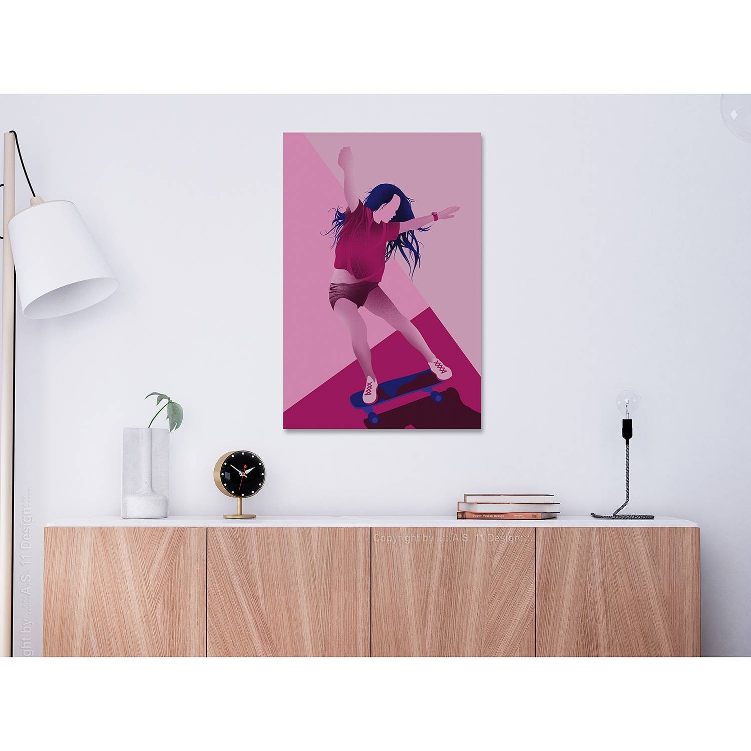home24 Powerslide abstracte illustratie wanddecoratie roze 40 x 60 cm