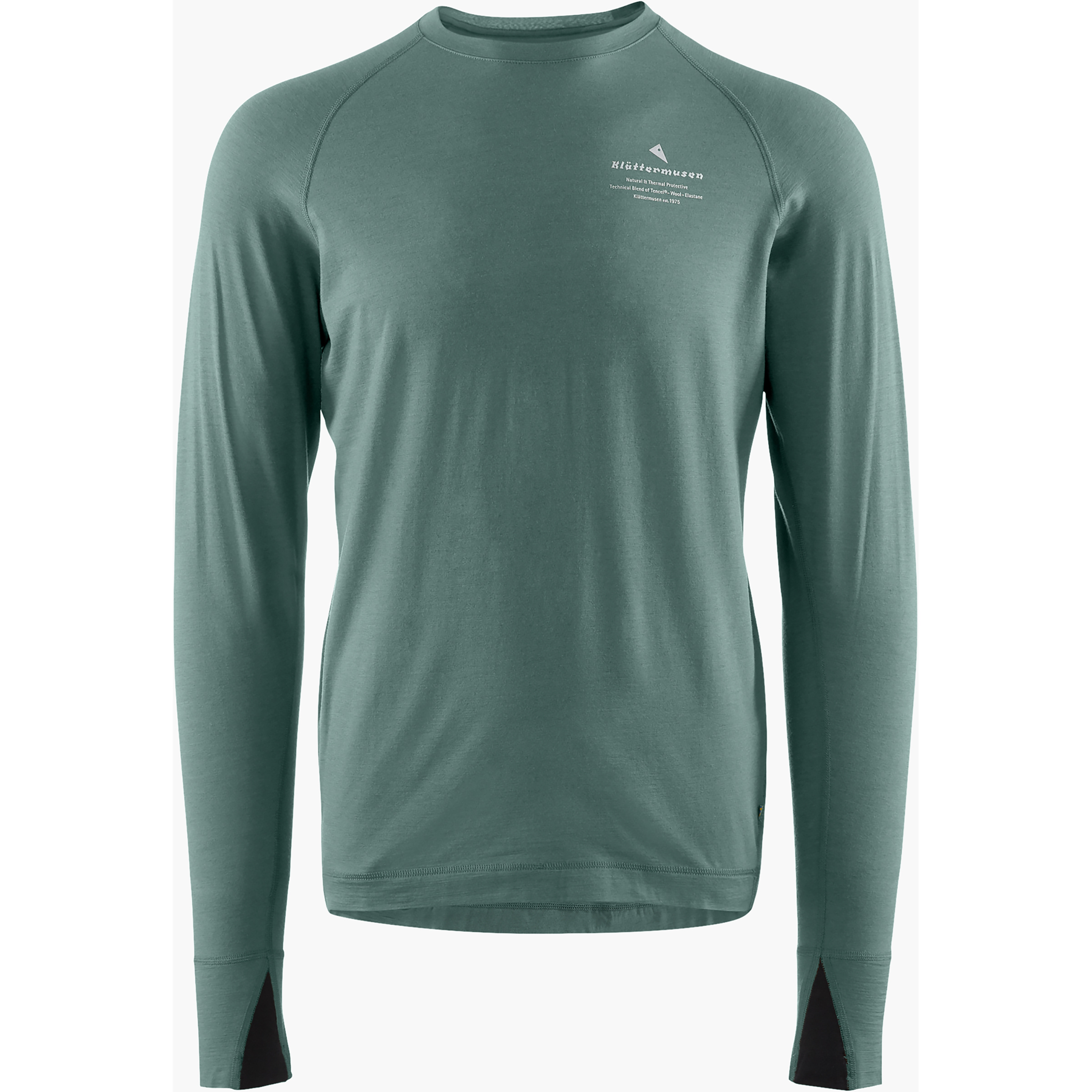 Klättermusen Fafne Crew Herren Longsleeves gruen Größe M Trekking Kühlend Lyocell (Tencel) | Merinowolle