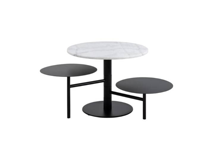 Liadomo Abione Couchtisch mit einer Marmorplatte und zwei beweglichen Metallplatten Modern