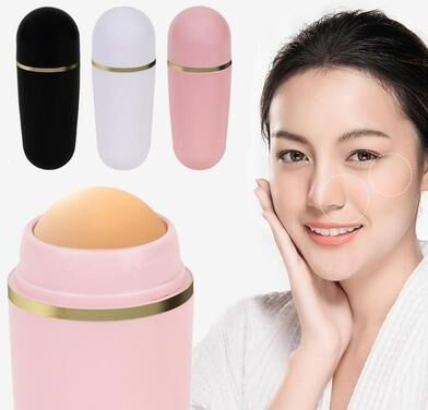 Inspired Deals Reusable Volcanic Oil Absorbing Roller Stick For Face Shine Control pink