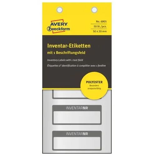 AVERY Zweckform 50 Inventaretiketten 6905 schwarz 50,0 x 20,0 mm
