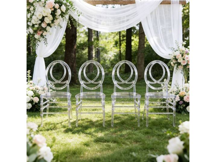 Chaise de mariage transparente AESVAR lot de 4 chaise de salle à manger en plastique hauteur 93 cm