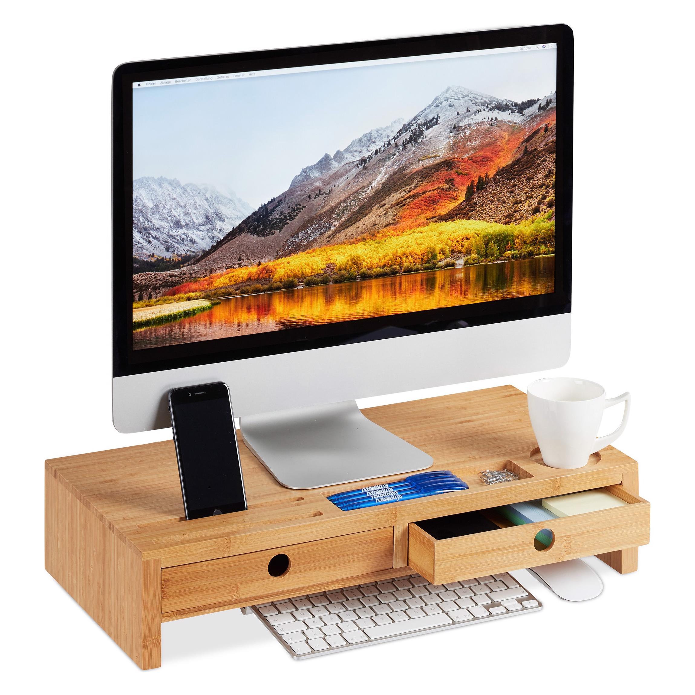 Relaxdays Monitorständer mit 2 Schubladen (4052025257019)