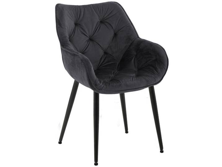 CLP Armlehnenstuhl Samt Schwarz, Metall, 58x83x62 cm, Esszimmer, Stuhl, Esszimmerstühle