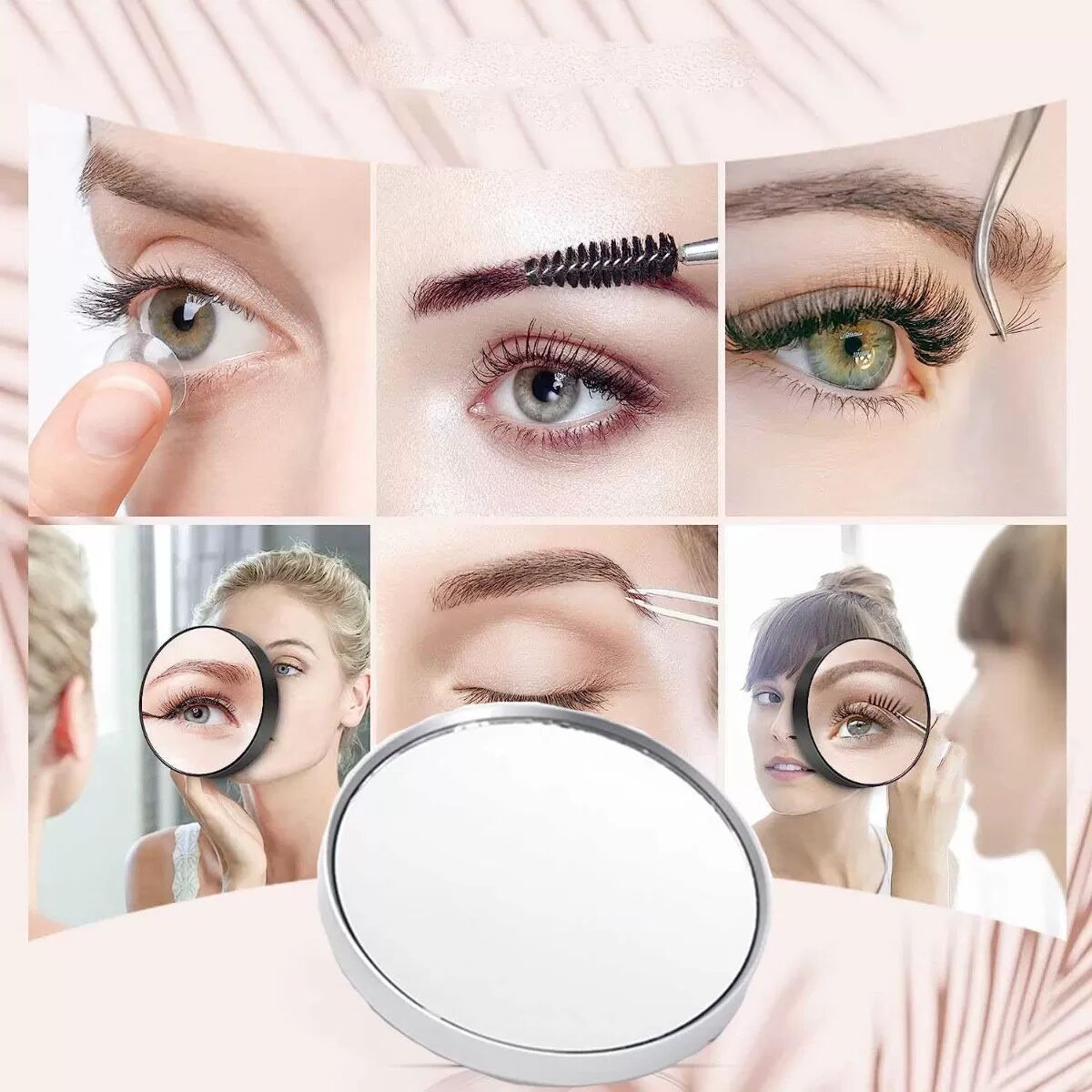 INF Miroir de Maquillage Grossissant 20X avec Pince à Épiler - Portable avec Ventouse