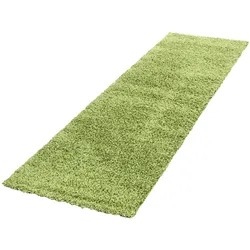 Hochflorteppich RHEIN, einfarbig, Grün, 80 x 250 cm