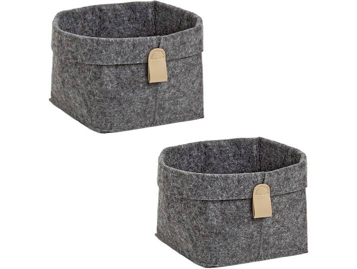 Aufbewahrungskorb ZELLER PRESENT Aufbewahrungskorb, Filz, grau, 2-tlg. , grau, B:16cm H:17cm T:16cm, Polyester, Aufbewahrungsboxen, Aufbewahrungskorb, aus meliertem Filz, je 16x16 cm, Höhe ca. 17 cm