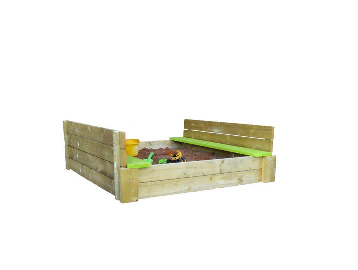 Sandkasten, Fichtefarben, Hellgrün, Holz, Fichte, Kiefer, 117x39x117 cm, unisex, Sitzfläche, Freizeit & Co, Gartenspielzeug, Sandkästen