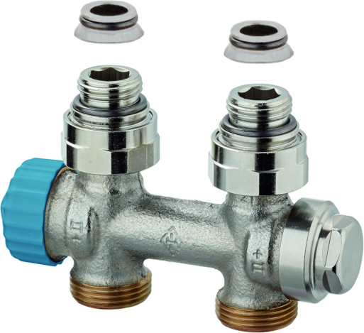 Heimeier Multilux Ventil-Einrohrsystem 3854-02.000 Rp 1/2, Durchgang, Rotguss vernickelt