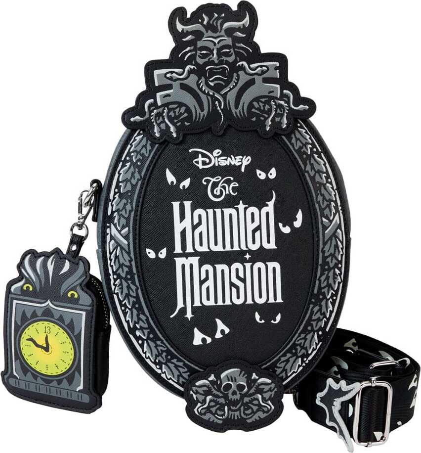 Loungefly Haunted Mansion Plakette Umhängetasche Schwarz,Grau Schwarz,Grau One Size