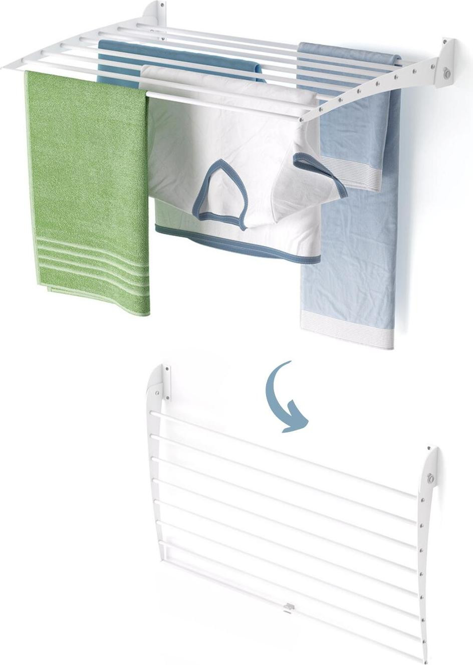 Foxydry Fold wanddroogrek 80 cm - Inklapbaar droogrek voor balkon en terras, wit