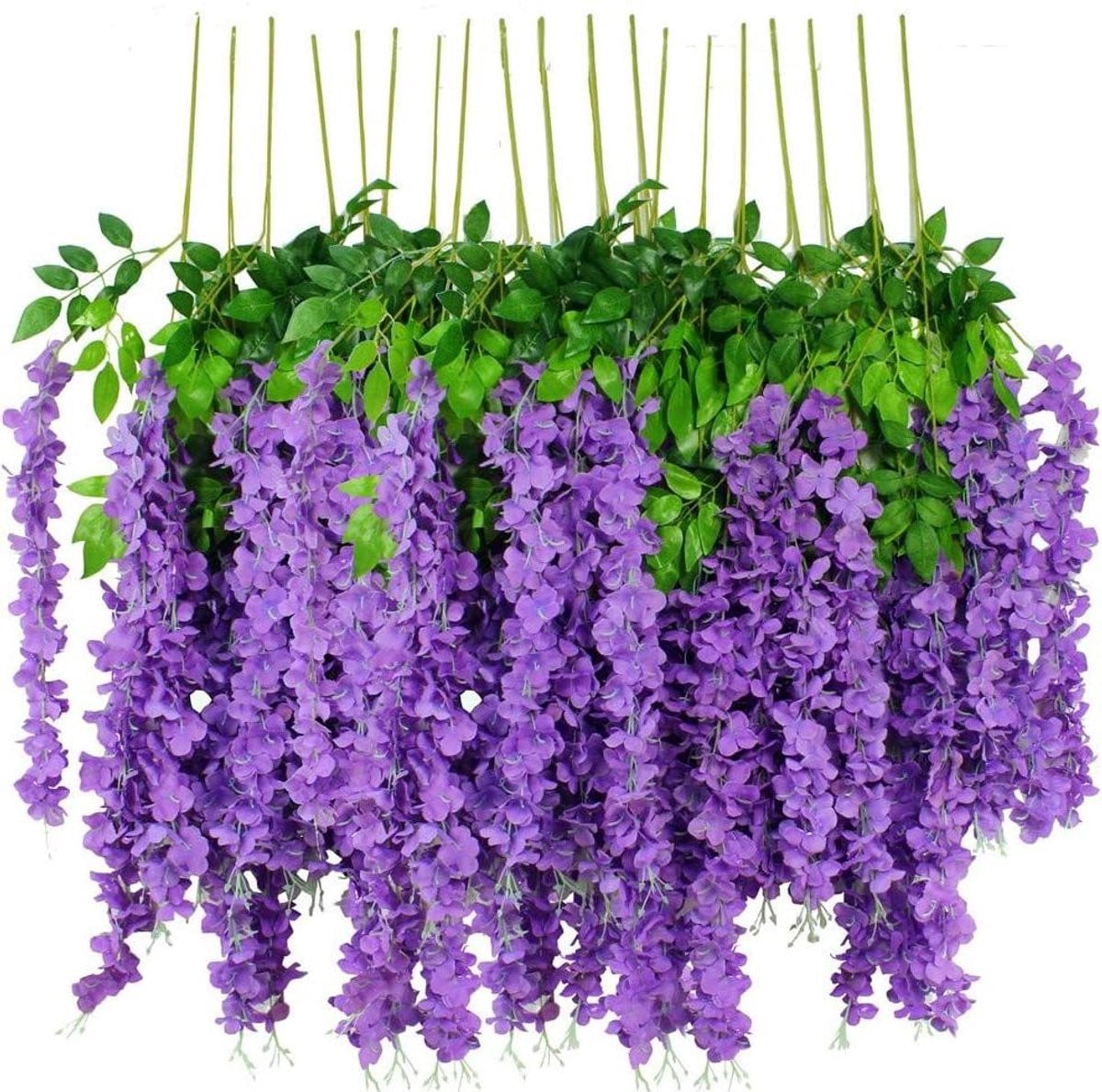 12 stuks Kunstmatige Blauweregen Decoratie - Paarse Zijden Bloemen Wijnstokken voor Bruiloften