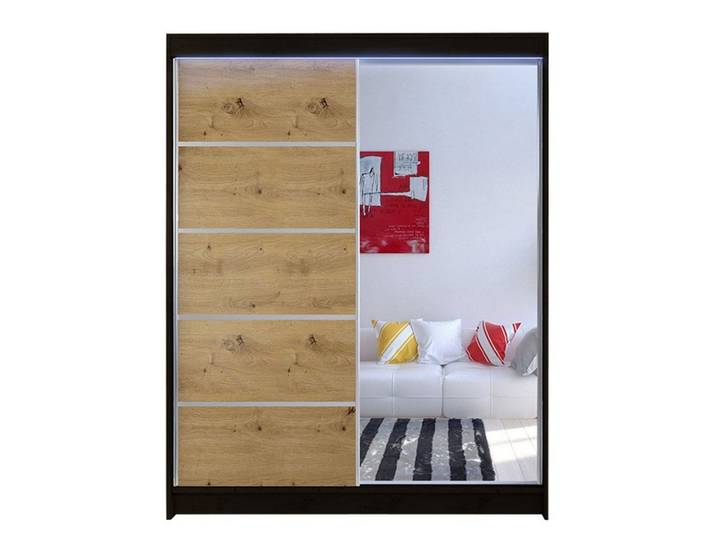 MIRJAN24 Kleiderschrank Camino III (mit Schiebetüren und Spiegel) Aluminiumgleitschienen, Schwebetürenschrank