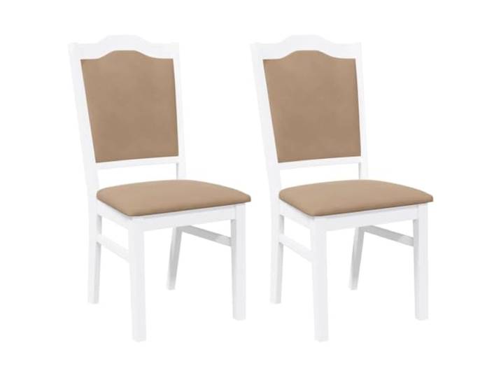 NKOPPFG Esszimmerstühle mit Kissen 2 STK. Weiß Massivholz Gummibaum Gummibaum-Massivholz, dichte Maserung, stoßfest, langlebig, ergonomische Rückenlehne, weiße Kissen