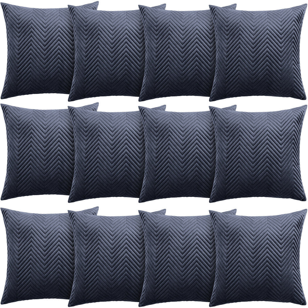 Aspire Homeware Embossed Square Velvet Cushion Cover Charcoal Pack of 12