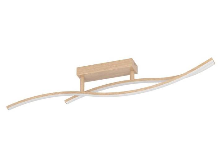 EGLO LED Plafonnier Grisolia\, plafonnier incurvé\, lampe de salon en métal et plastique imitation bois\, blanc neutre\, L 84\,9 cm