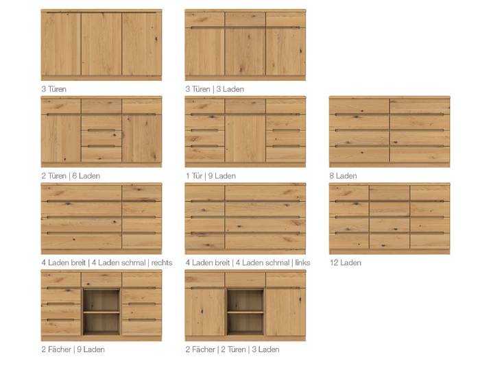 Kommode Wildeiche Hell „Marlon“ 150 cm Massivholz Wildeiche Hell