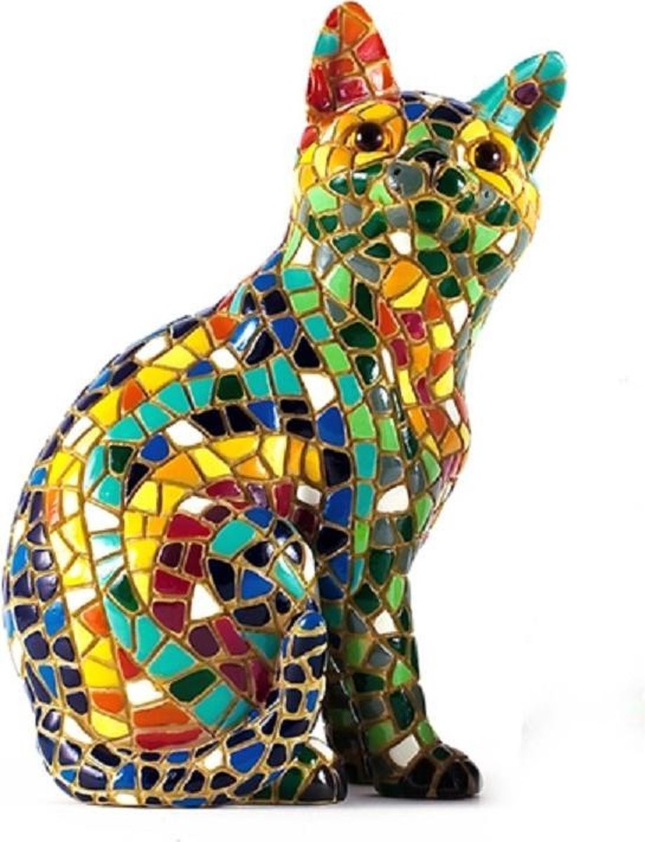 Barcino Design Barcelona Mozaiek Kat Multi-colored Tafeldecoratie 15 cm