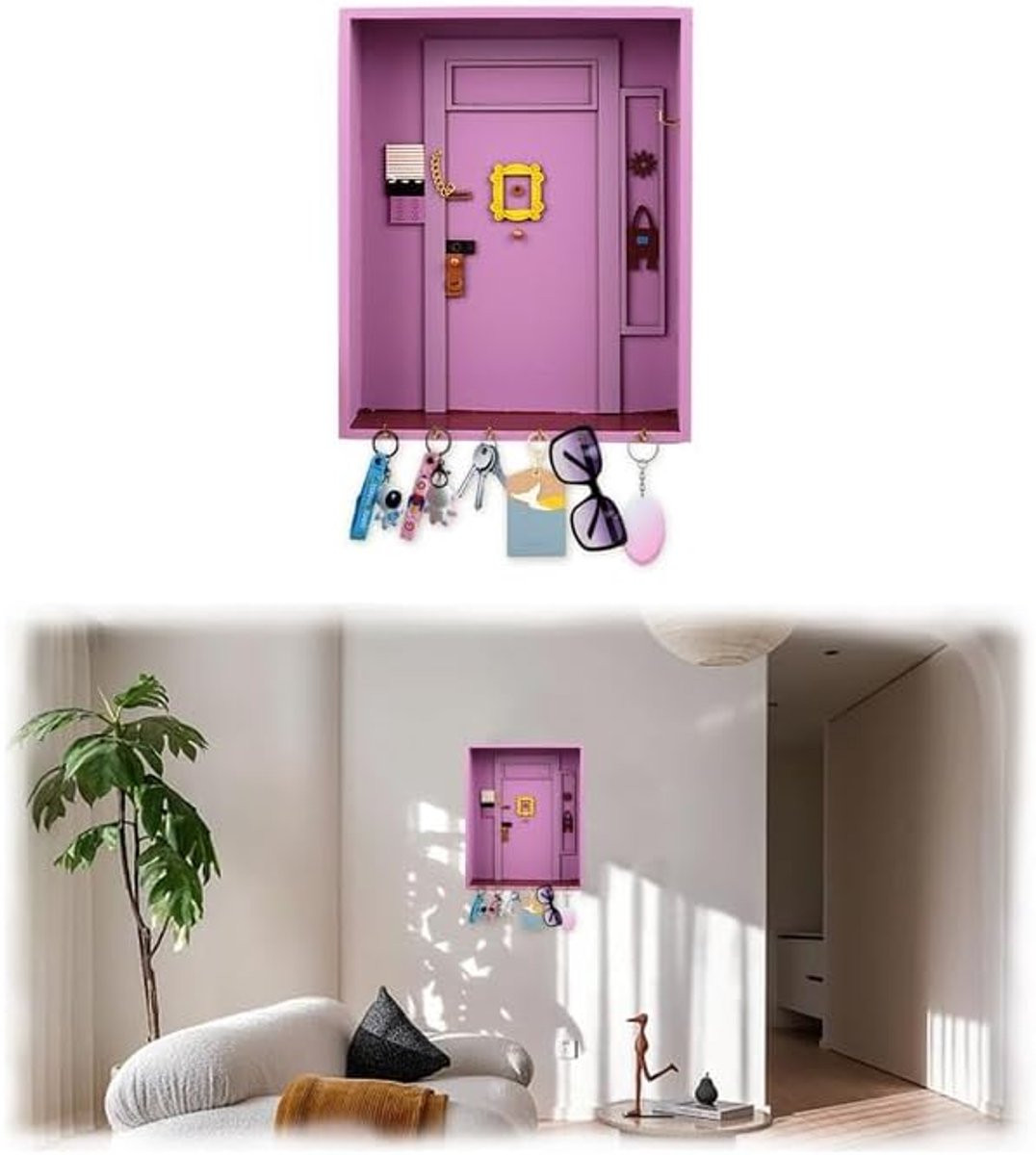 Monica's Door Frame Key Holder met plankje - Paars - Sleutelhanger en Organizer