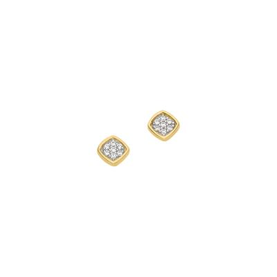 Paar Ohrstecker FIRETTI "Schmuck Geschenk Gold 333 Ohrschmuck Quadrat bicolor", gold (gelbgoldfarben, weißgoldfarben, kristallweiß, kristallweiß), Ohrringe, Damen, Gelbgold 333, mit Zirkonia (synth.)