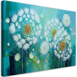 WANDBILD löwenzahn pflanzen blumen türkis