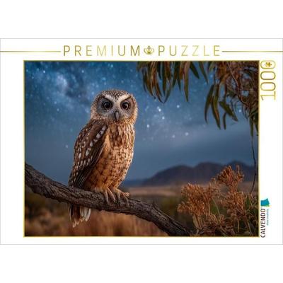 CALVENDO Puzzle Eule unter dem Sternenhimmel | 1000 Teile Lege-Größe 64x48cm Foto-Puzzle für glückliche Stunden