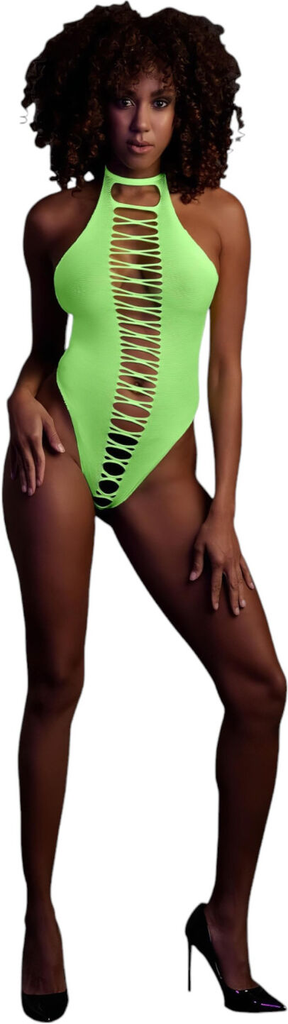Ouch! - Neon Green Glow-in-the-Dark Open Bodysuit