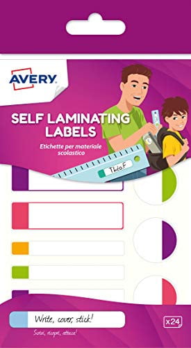Avery Italia Etiketten voor Schoolmateriaal, Neonkleuren, 3 Formaten, 24 Stuks