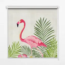 INNENROLLO - Fensterrollo - Rollo - 60x40 cm - Flamingos auf den Blättern