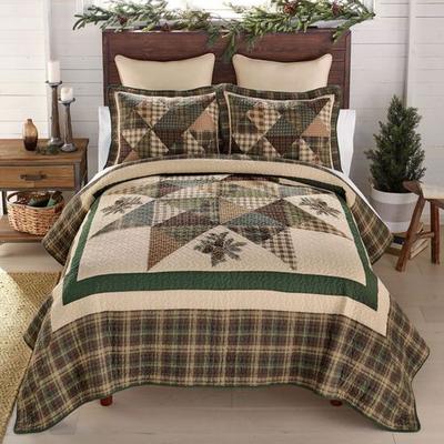 American Heritage Textiles Pine Star Patchwork Mini Quilt Set Multi Warm, Full / Queen, Multi Warm
