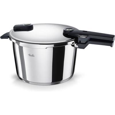 Schnellkochtopf FISSLER "VitaquickElemental Dampfkochtopf Premium Drucktopf", silber, B:37cm H:24cm L:46cm Ø:26cm, Töpfe, Schnellkochtopf, Schnellkochtopf mit 2 Garstufen und Superthermic Boden
