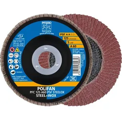 PFERD TOOLS POLIFAN Fächerscheibe PFC konisch Korund A Universallinie PSF STEELOX Stahl/Edelstahl - 67746125