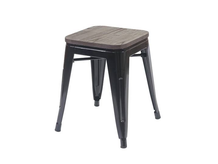 HOCKER INKL. HOLZ-SITZFLÄCHE Schwarz