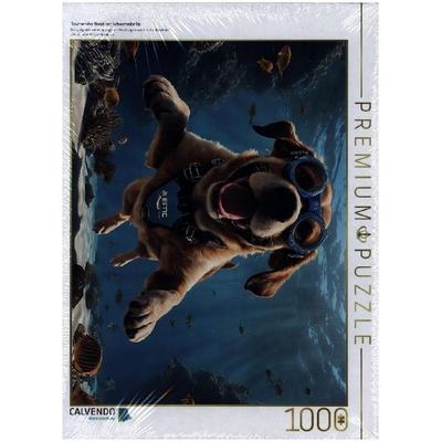 CALVENDO Puzzle Tauchender Hund mit Schwimmbrille | 1000 Teile Lege-Größe 64x48cm Foto-Puzzle für glückliche Stunden