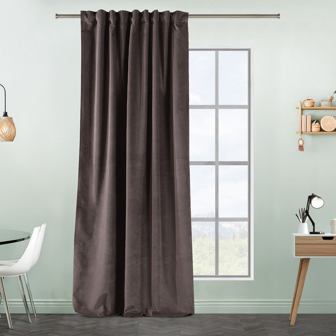 Lilijan Home & Curtain Extra Long & Extra Wide Matte Velvet Curtain Panel 24 LIVER 130cm Width x 350cm Drop