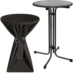 STEHTISCH Sylt Ø 80cm Grau mit Premium Stehtischhusse Ø 80cm Schwarz