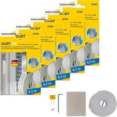 Reparatur-Set SCHELLENBERG "Rollladen Gurtfix für das Rollladensystem Maxi", grau, 5 Stk., Reparatur-Sets, für alte Gurtbänder in unterschiedlichen Farben, 23 mm x 4,3 m