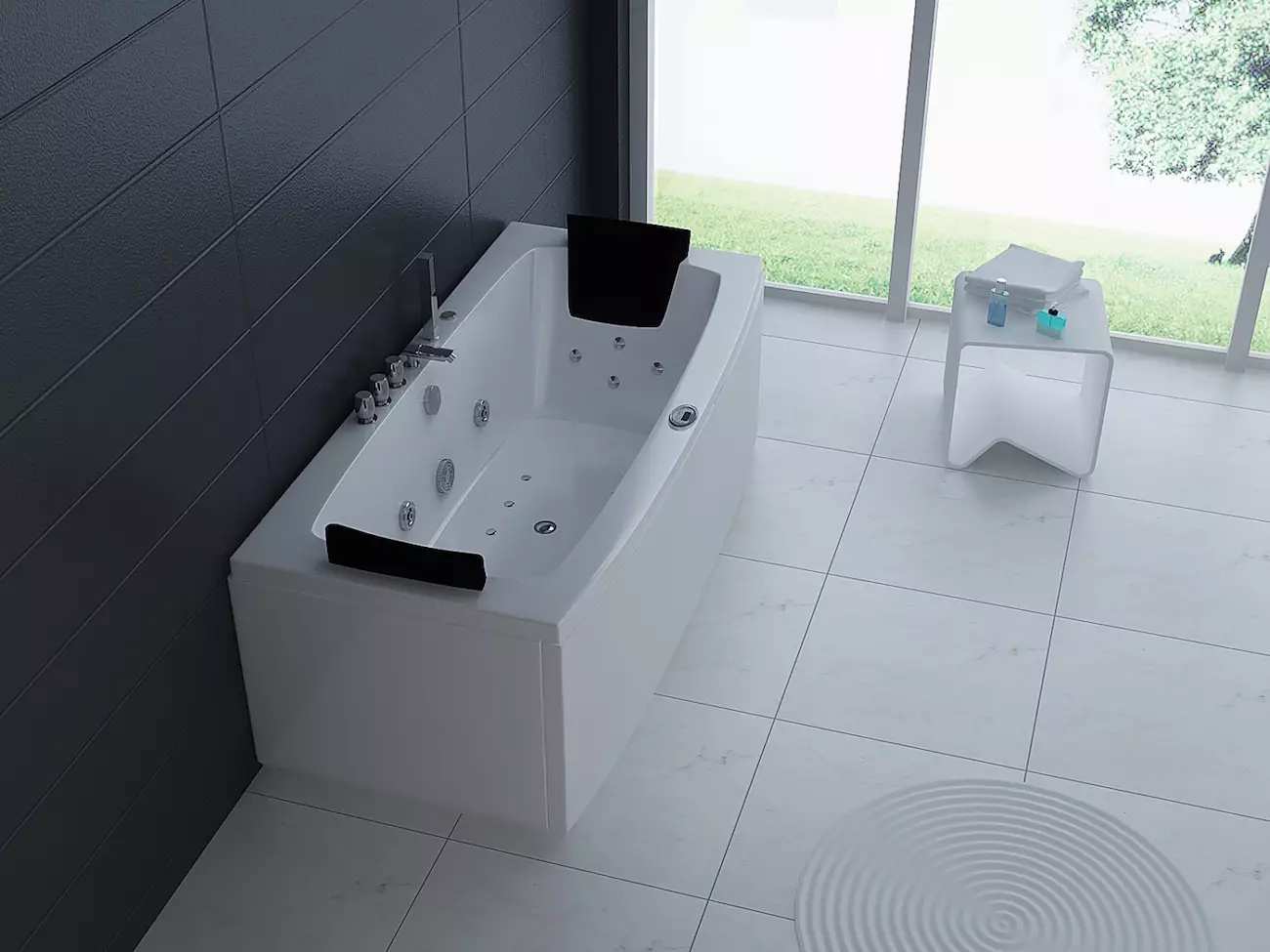 Innenwhirlpool Torino aus Sanitäracryl 170x80cm mit 12 Hydrojets und 8 Airjets