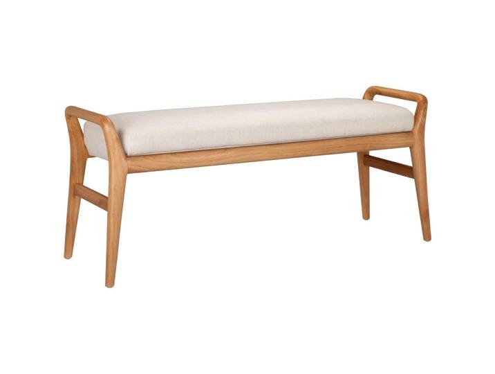 Mid.you Hockerbank, Natur, Beige, Holz, Kautschukholz, massiv, 1-Sitzer, 119x51x39 cm, Schlafzimmer, Bettbank
