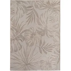 Carpetsale24 Outdoor Teppich Beige 240x340 cm, Wetterfest, ideal für Küche, Balkon, Terrasse, Garten auch Wohnzimmer, Palmblätter-Design