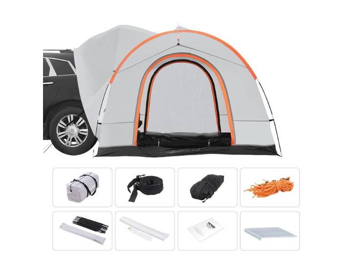Tente de toit/auvent pour bus 240 x 240 x 230 cm, tente de voiture pour hayon comprenant une tente double couche PU2000 mm, tente de toit imperméable, adaptée pour le camping, l'aventure, la