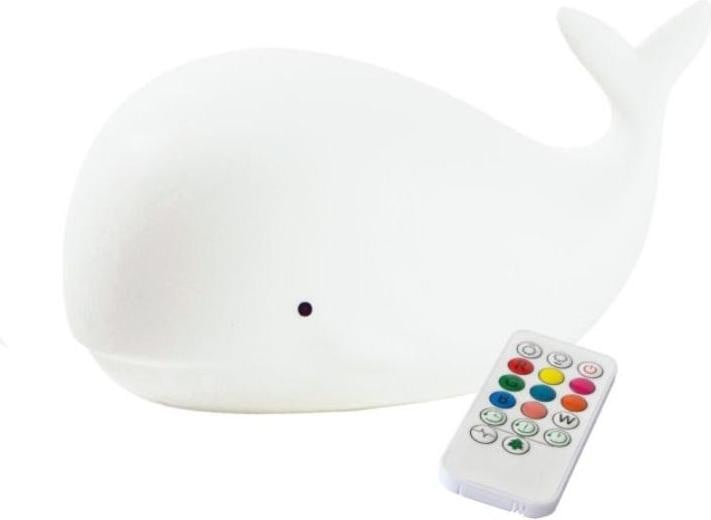 RABBIT-FRIENDS Siliconen walvislamp met afstandsbediening en LED-verlichting, wit