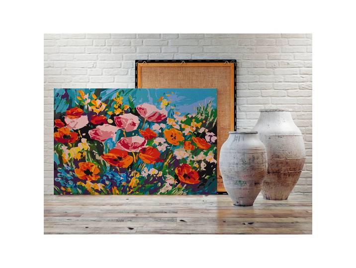 Peinture par numéro - Fleurs des champs Lin Multicolore 40 x 50cm