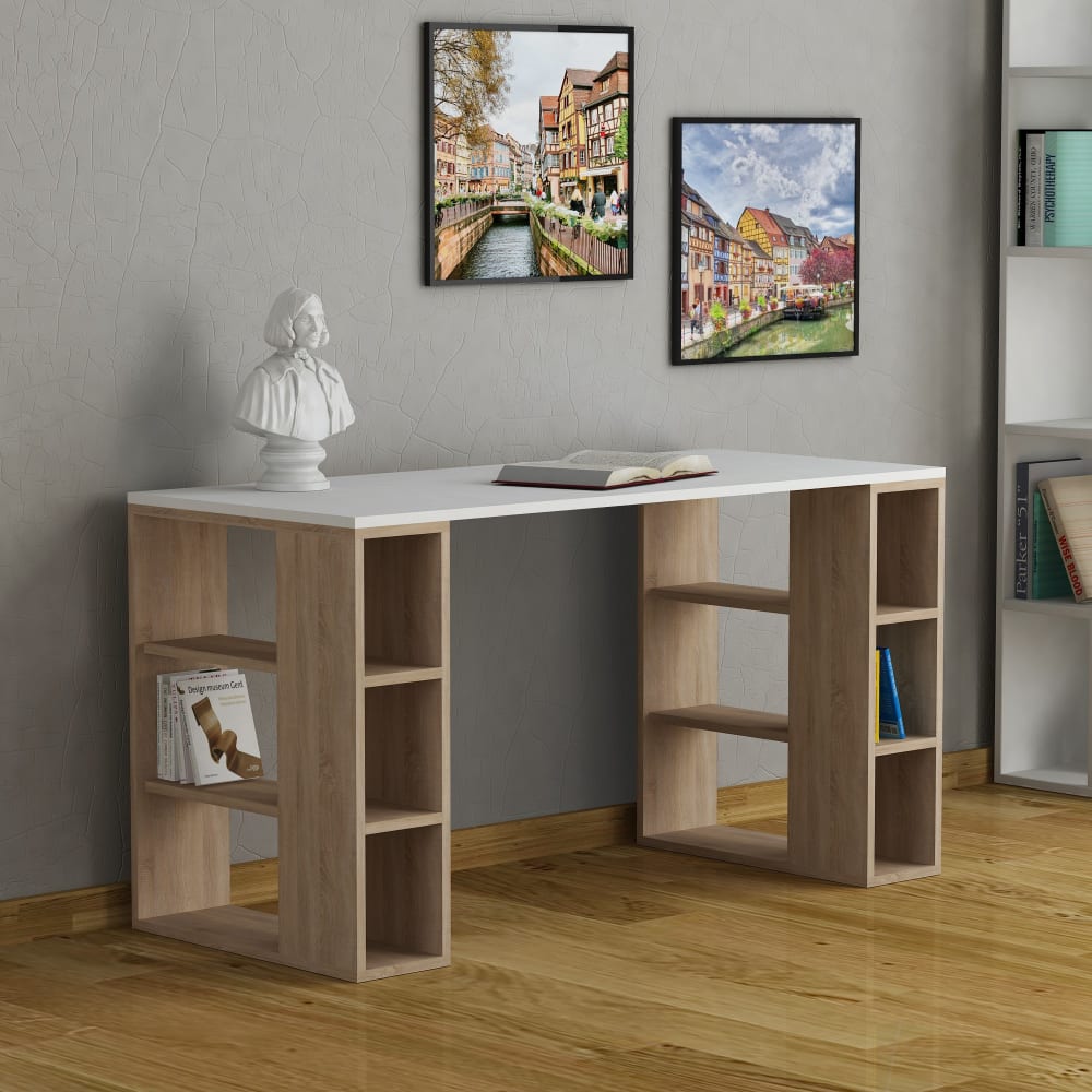 Habitat & Jardin Bureau en bois blanc l140 Blanc 140x60x75cm